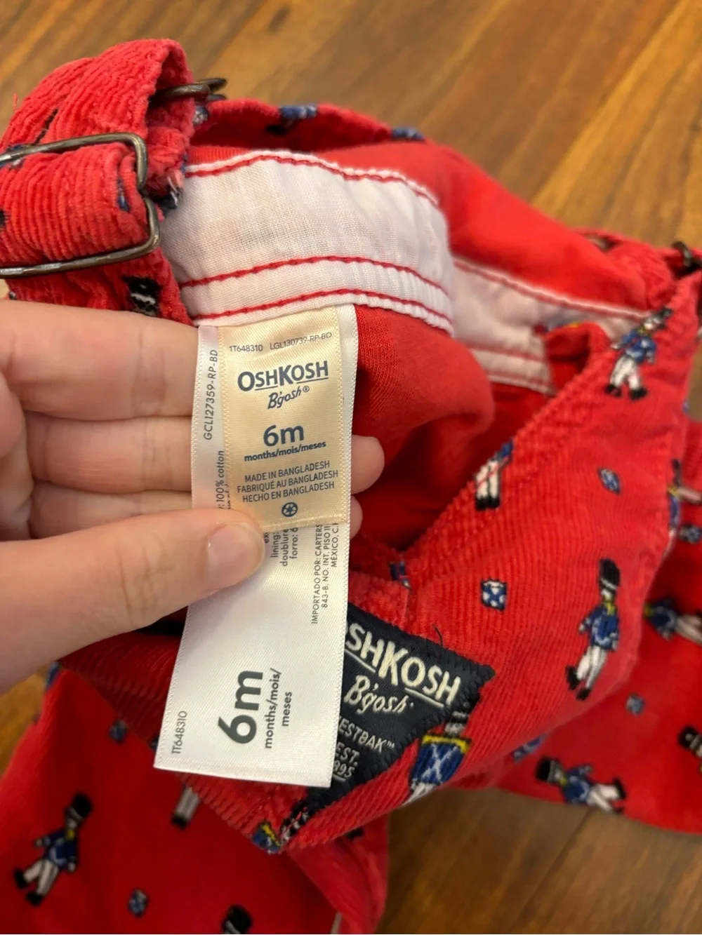 Osh Kosh B’Gosh Toy Soldier Nutcracker Red Corduroy Overalls